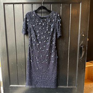 Adrianna Papell Hand Beaded 3D Floral Dress